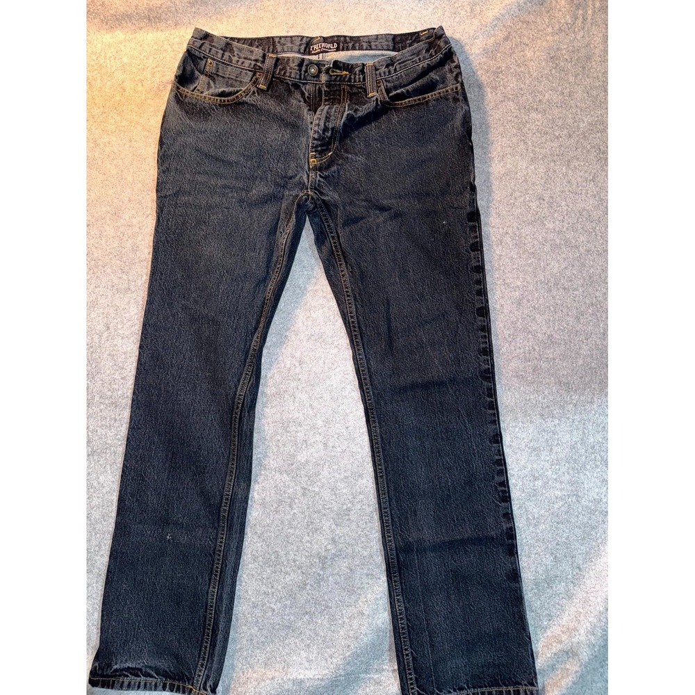 FreeWorld Night Train Jeans Mens 34 Navy Blue Denim Cotton Mid Rise Straight Leg